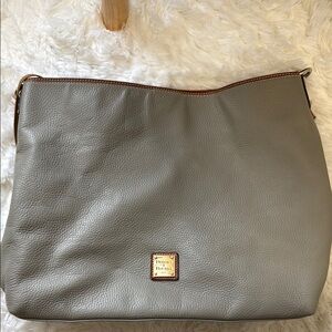 Dooney & Bourke Gray Leather Shoulder Bag with Hobo Shape